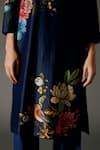 Balance by Rohit Bal_Blue Chanderi Silk Print Nightingale Bloom Mandarin Kurta With Palazzo Pant _at_Aza_Fashions