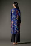 Shop_Balance by Rohit Bal_Blue Chanderi Silk Print Parakeet Paradise Mandarin Kurta With Palazzo Pant _at_Aza_Fashions