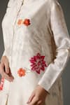 Balance by Rohit Bal_Ivory Chanderi Silk Print Gul Crew And Embroidered High Low Kurta With Palazzo _at_Aza_Fashions