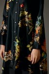 Balance by Rohit Bal_Black Chanderi Silk Print Midnight Garden Round High Low Kurta With Palazzo Pant _at_Aza_Fashions