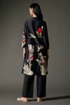 Shop_Balance by Rohit Bal_Black Chanderi Silk Print Bird Wonder Mandarin Collar Tunic With Palazzo Pant _at_Aza_Fashions