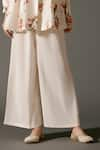 Buy_Balance by Rohit Bal_Ivory Chanderi Silk Print Florence Mandarin Collar Tunic With Palazzo Pant _Online_at_Aza_Fashions