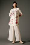 Buy_Balance by Rohit Bal_Ivory Chanderi Silk Print Florence Garden Mandarin Tunic With Palazzo Pant _at_Aza_Fashions