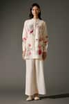 Balance by Rohit Bal_Ivory Chanderi Silk Print Florence Garden Mandarin Tunic With Palazzo Pant _Online_at_Aza_Fashions