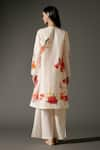 Shop_Balance by Rohit Bal_Ivory Chanderi Silk Print Rosa Garden Crew Neck High Low Kurta With Palazzo _at_Aza_Fashions