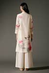 Shop_Balance by Rohit Bal_Ivory Chanderi Silk Print Blossomy Mandarin Collar Kurta With Palazzo _at_Aza_Fashions