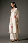 Buy_Balance by Rohit Bal_Ivory Chanderi Silk Print Flora V Neck And Embroidered Kurta With Palazzo _Online_at_Aza_Fashions