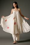 Balance by Rohit Bal_Ivory Chanderi Silk Print Blossom Petal And Embroidered Singlet Kurta With Palazzo _at_Aza_Fashions