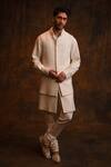 Buy_Char Chaand_Ivory Cotton Silk Embroidery Chikankari Moon Mist Bundi With Kurta _at_Aza_Fashions