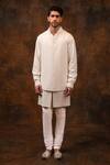 Char Chaand_Ivory Cotton Silk Embroidery Chikankari Moon Mist Bundi With Kurta _Online_at_Aza_Fashions