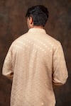 Shop_Char Chaand_Peach Silk Embroidery Chikankari Harmony Sphere Kurta _at_Aza_Fashions