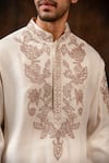 Shop_Char Chaand_Ivory Silk Embroidery Zari Dori Gullista Kurta _Online_at_Aza_Fashions