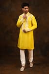 Buy_Char Chaand_Yellow Silk Embroidery Kiran Dori Gulshan Kurta _at_Aza_Fashions