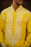 Buy_Char Chaand_Yellow Silk Embroidery Kiran Dori Gulshan Kurta _Online_at_Aza_Fashions