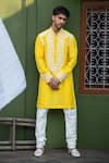 Buy_Char Chaand_Yellow Silk Embroidery Kiran Dori Gulshan Kurta 