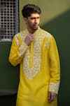 Shop_Char Chaand_Yellow Silk Embroidery Kiran Dori Gulshan Kurta 