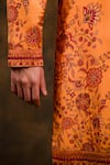 Char Chaand_Orange Satin Silk Print Bahar Kurta _at_Aza_Fashions