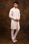 Char Chaand_White Georgette Embroidery Thread Florin Kurta _Online_at_Aza_Fashions