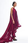 Buy_Gauri & Nainika_Purple Pure Chiffon Solid One Shoulder Braided Asymmetric Dress _Online_at_Aza_Fashions