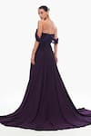 Shop_Gauri & Nainika_Purple Pure Chiffon Solid Plunge Off Shoulder Corseted Gown _Online_at_Aza_Fashions