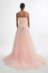 Shop_Gauri & Nainika_Pink Net Solid Straight Strapless Tulle Gown _at_Aza_Fashions