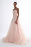 Shop_Gauri & Nainika_Pink Net Solid Straight Strapless Tulle Gown _Online_at_Aza_Fashions