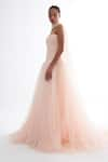 Gauri & Nainika_Pink Net Solid Straight Strapless Tulle Gown _at_Aza_Fashions