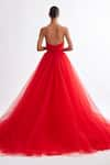 Shop_Gauri & Nainika_Red Net Sweetheart Neck Gown _at_Aza_Fashions