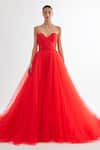 Buy_Gauri & Nainika_Red Net Sweetheart Neck Gown _Online_at_Aza_Fashions