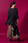 Shop_Stoique_Black Upada Silk Embroidery Pearl Notched Flamingo Asymmetric Kaftan _at_Aza_Fashions