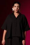 Buy_Stoique_Black 100% Cotton Applique Notched Lapel Gunpowder Detailed Shirt _Online_at_Aza_Fashions