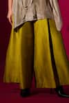 Buy_Stoique_Green Mysore Silk Solid Lucky Flared Pant _Online_at_Aza_Fashions