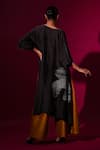 Shop_Stoique_Black Upada Silk Tie Dye Blunt V Rebirth Tie-dye Asymmetric Tunic _at_Aza_Fashions