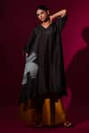 Shop_Stoique_Black Upada Silk Tie Dye Blunt V Rebirth Tie-dye Asymmetric Tunic _Online_at_Aza_Fashions