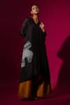 Stoique_Black Upada Silk Tie Dye Blunt V Rebirth Tie-dye Asymmetric Tunic _at_Aza_Fashions