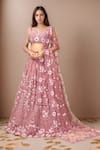 Buy_Kalighata_Purple Organza Embroidery Zardozi Sweetheart Merlin Rose Bridal Lehenga Set _at_Aza_Fashions