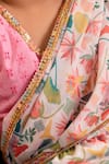 Samyukta Singhania_Multi Color Georgette Embroidery Floral Print Pre-draped Saree With Blouse _Online_at_Aza_Fashions