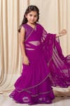 Buy_Samyukta Singhania_Magenta Georgette Embroidery Sequins Pre-draped Saree With Blouse _at_Aza_Fashions