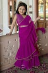 Samyukta Singhania_Magenta Georgette Embroidery Sequins Pre-draped Saree With Blouse _at_Aza_Fashions