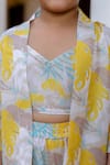 Samyukta Singhania_Yellow Muslin Print Floral Shrug And Shorts Set _at_Aza_Fashions