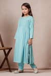 Buy_Samyukta Singhania_Blue Rayon Embroidered Thread Anarkali And Trouser Set _at_Aza_Fashions