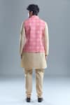 Shop_Aryavir Malhotra_Pink Soft Cotton Woven Bandhani Nehru Jacket _at_Aza_Fashions