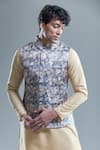 Buy_Aryavir Malhotra_Yellow Soft Cotton Woven Floral Nehru Jacket _Online_at_Aza_Fashions