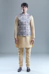 Buy_Aryavir Malhotra_Yellow Soft Cotton Woven Floral Nehru Jacket 