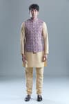 Shop_Aryavir Malhotra_Purple Soft Cotton Woven Floral Checkered Nehru Jacket _Online_at_Aza_Fashions