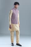 Buy_Aryavir Malhotra_Purple Soft Cotton Woven Floral Checkered Nehru Jacket 