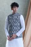 Buy_Aryavir Malhotra_Black Soft Cotton Printed Paisley Nehru Jacket _at_Aza_Fashions