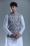 Buy_Aryavir Malhotra_Black Soft Cotton Printed Paisley Nehru Jacket _Online_at_Aza_Fashions