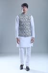 Buy_Aryavir Malhotra_Black Soft Cotton Printed Paisley Nehru Jacket 