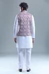 Shop_Aryavir Malhotra_Pink Soft Cotton Printed Paisley Checkered Nehru Jacket _at_Aza_Fashions